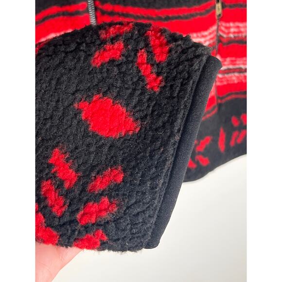 Lauren Ralph Lauren Jacquard Faux-Shearling Jacket Black/Red Women's 2X NWT - Picture 5 of 11